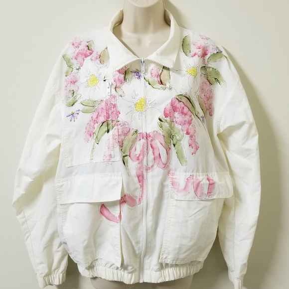 Vtg Windbraker Floral Bow Paint Jacket Starbus - Picture 1 of 4